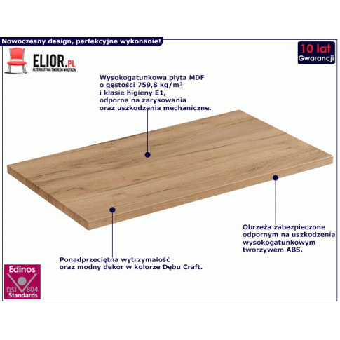 Blat na szafkę łazienkową Malta 10X Dąb 80 cm