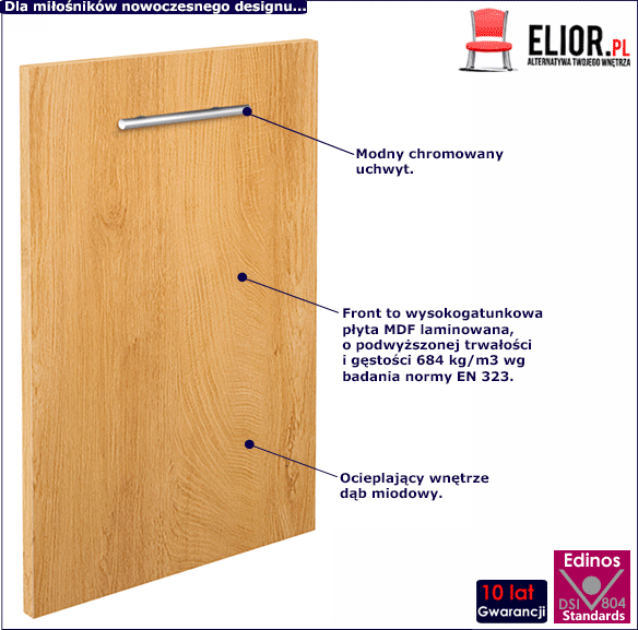 Front do zabudowy zmywarki w modnym odcieniu dębu miodowego Vokres 34X