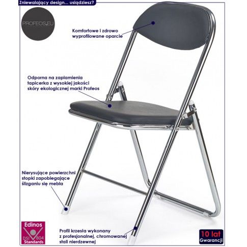 Fotografia Składane krzesło konferencyjne Dagon - czarne z kategorii Krzesła metalowe