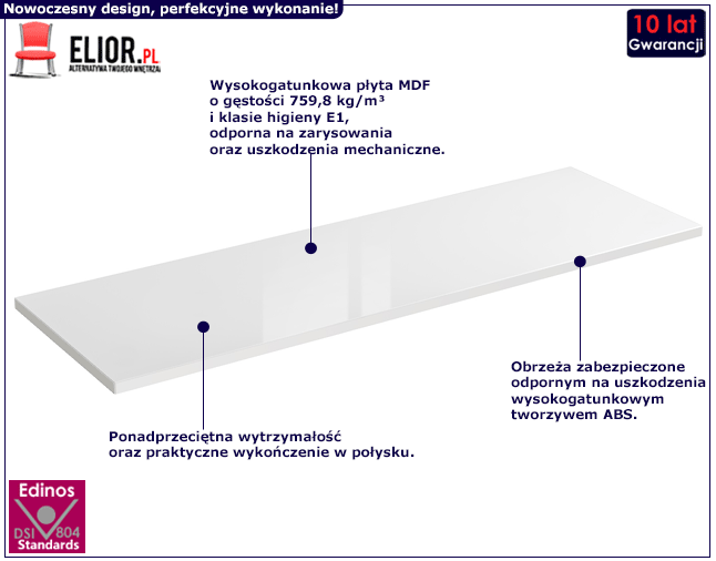 Biały blat łazienkowy na szafkę Lunios 10X Biały 120 cm