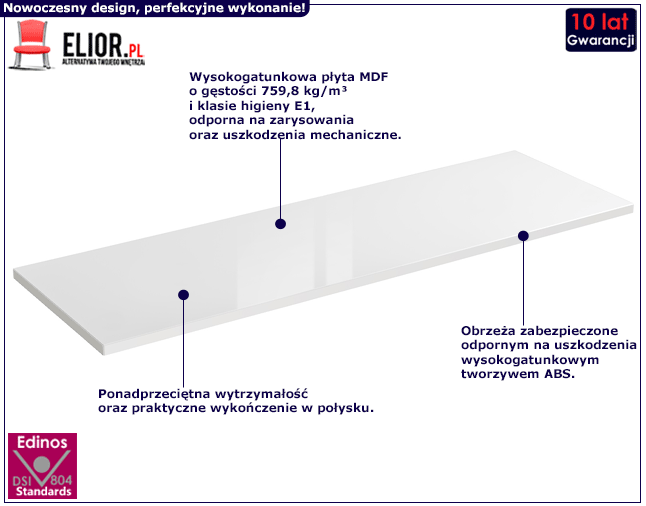 Biały blat łazienkowy na szafkę Malta 10X Biały 120 cm