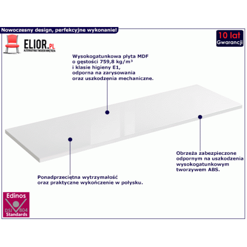 Blat lazienkowy w kolorze Biały połysk Malta 10X