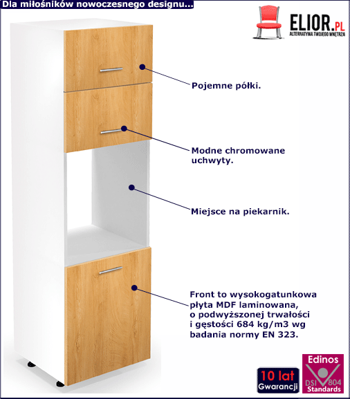 Szafka dolna Vokres 15X pod zabudowę piekarnika w modnym kolorze dębu miodowego
