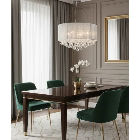 Biały okrągły żyrandol z kryształami   EX152 Serdios