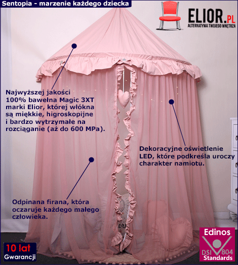 Rożowo namiot dla dziecka z oświetleniem led Sentopia 2X