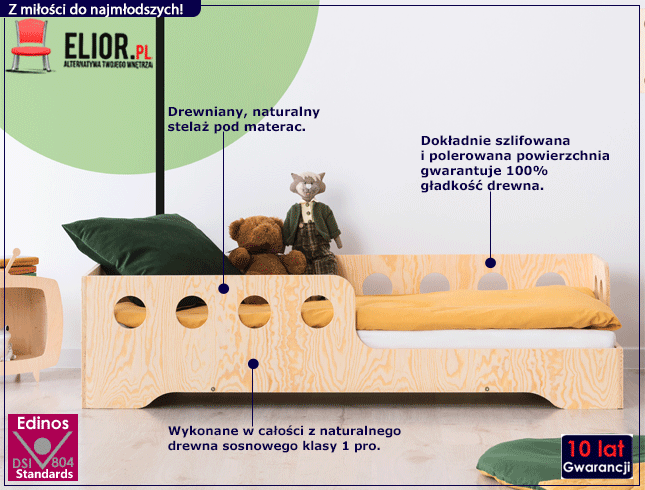 Drewniane łóżko dziecięce w formie box Filo 4X prawostronne