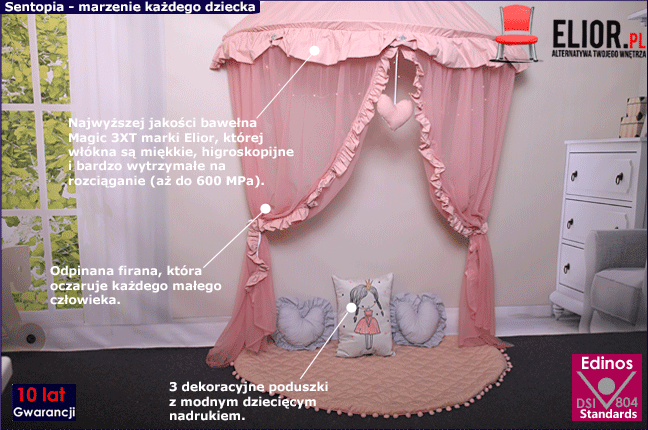 Rożowy namiot dla dziecka z oświetleniem led Sentopia 3X