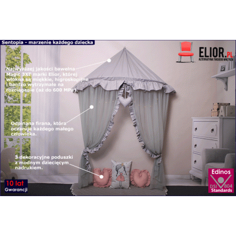Baldachim dziecięcy z 3 poduszkami i matą Sentopia 3X