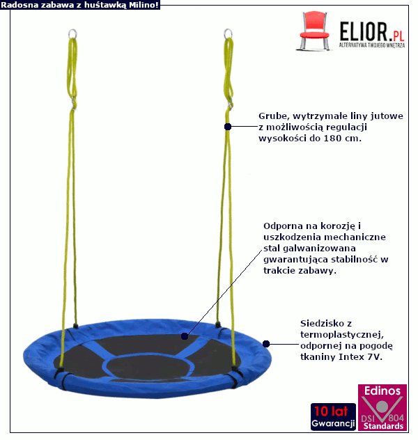 Huśtawka ogrodowa Milino 3X: infografika
