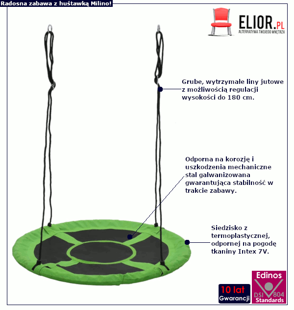 Huśtawka Milino 2X: infografika