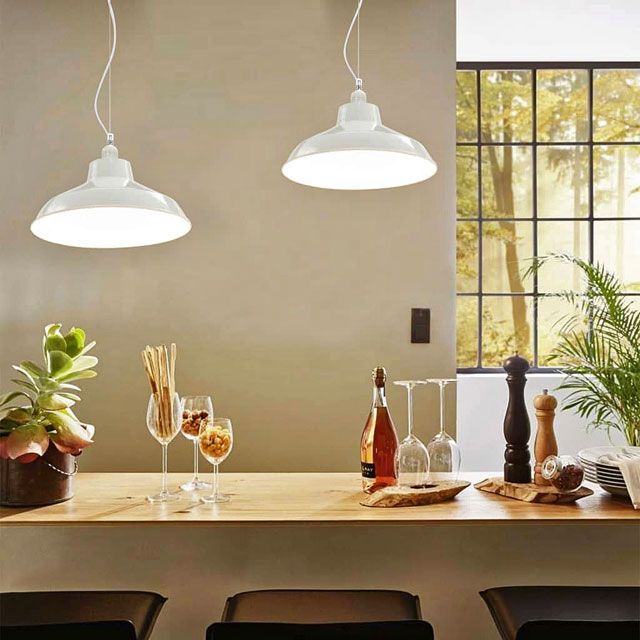 Białe lampy wiszące nad stół w stylu industrialnym EX155-Fergi