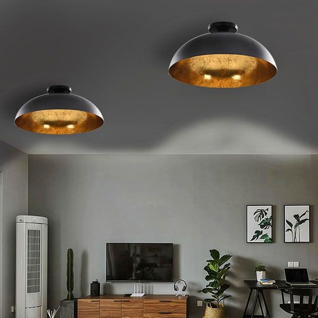 Komplet dwóch półokrągłych lamp sufitowych EX157-Senta w kolorze czarno-złotym