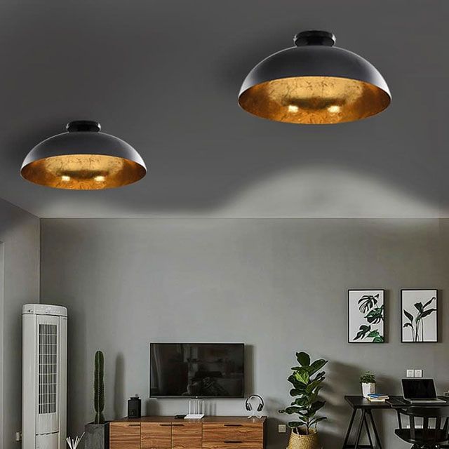 Komplet dwóch półokrągłych lamp sufitowych P245-Arwen w kolorze czarno-złotym