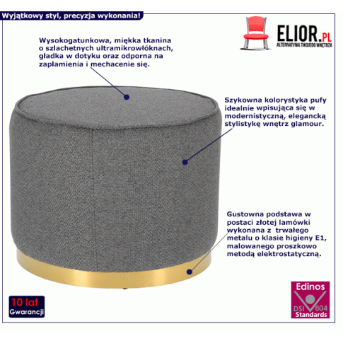 Złoto szara pufa Mizu 2X tapicerowana