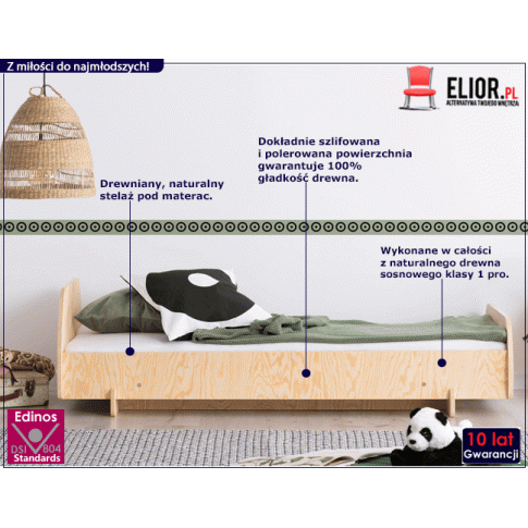 Minimalistyczne łóżko mlodzieżowe z zagłówkiem Mailo 3X