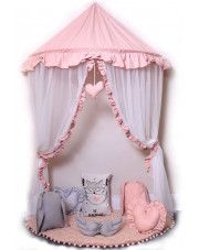 Różowo-biały baldachim dla dziecka z 6 poduszkami i matą - Sentopia 4X w sklepie Edinos.pl