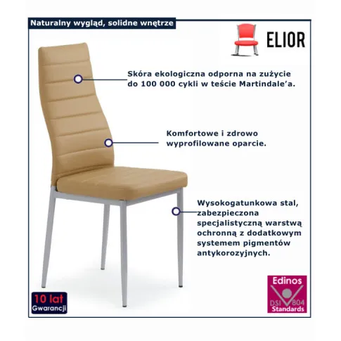 Fotografia Tapicerowane krzesło metalowe jasny brąz - Zenida z kategorii Krzesła tapicerowane