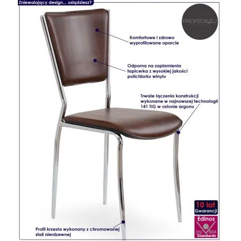 Fotografia Tapicerowane krzesło Loster - brązowe z kategorii Krzesła metalowe