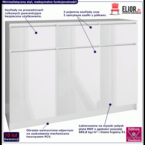 Biała komoda do salonu Valia 2X
