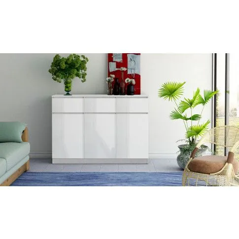 Nowoczesna komoda do salonu Valia 2X biały połysk