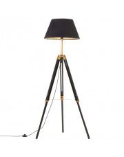 Czarno-złota drewniana lampa podłogowa trójnóg - EX199-Nostra w sklepie Edinos.pl