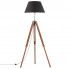 Brązowo-czarna regulowana lampa stojąca trójnóg z drewna - EX199-Nostra