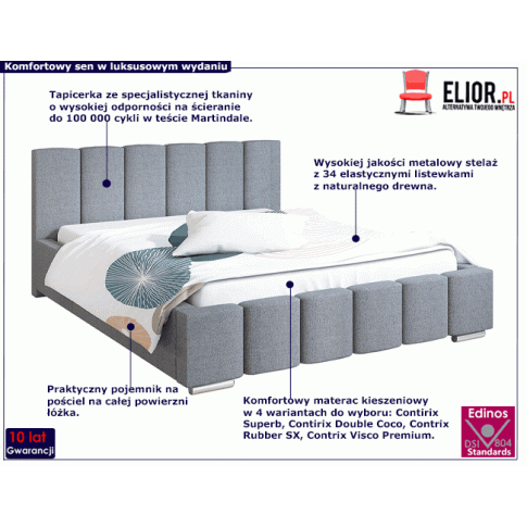 Tapicerowane łóżko Galbano z materacem i metalowym stelażem 140x200
