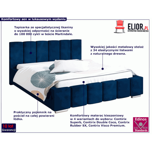 Tapicerowane łóżko Galbano z materacem i metalowym stelażem 160x200