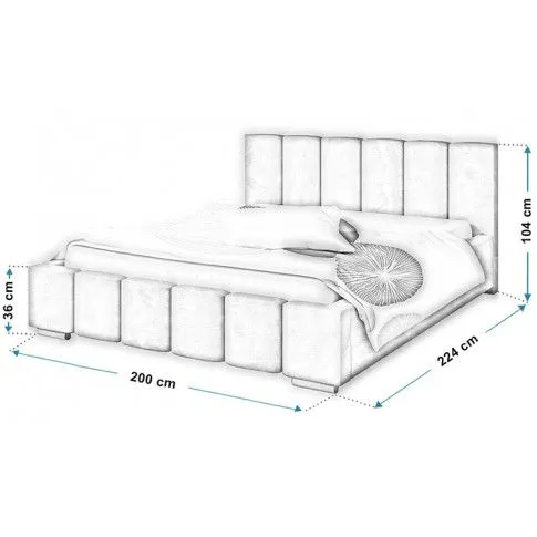 Wymiary łóżka tapicerowanego Galbano 180x200