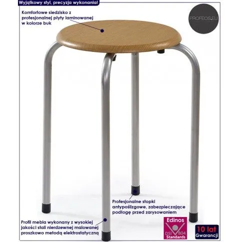 Fotografia Okrągły taboret Rendez - buk z kategorii Krzesła