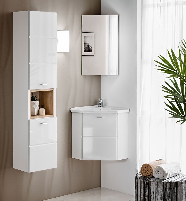 Komplet nowoczesnych wiszących szafek łazienkowych Lagos Biały połysk