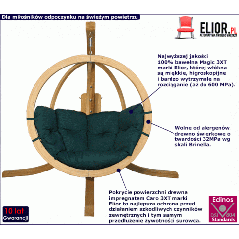 Drewniany fotel ogrodowy Parys 2X morksa zieleń