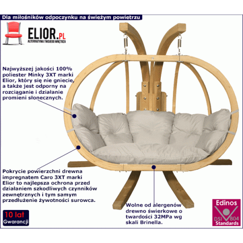 Drewniany fotel wiszący jajo Parys 3X