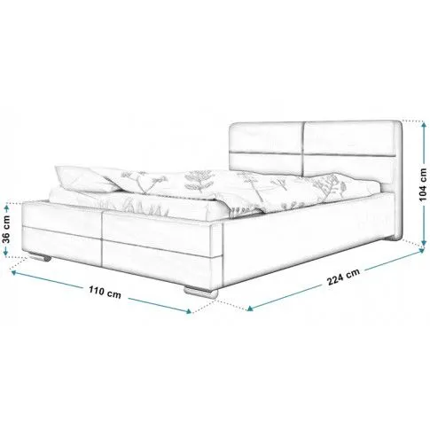 Wymiary tapicerowanego łóżka 90x200 Oliban