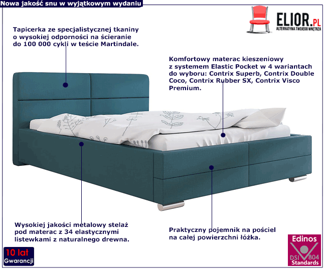 Tapicerowane łóżko z metalowym stelażem Oliban 3X 90x200