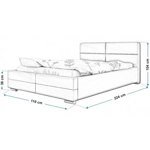 Wymiary tapicerowanego łóżka 90x200 Oliban
