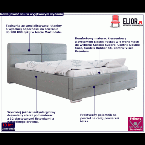 Tapicerowane łóżko z drewnianym stelażem 140x200 Oliban 2X