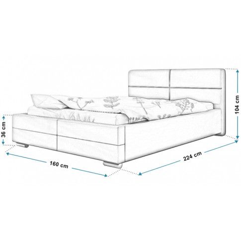 Wymiary tapicerowanego łóżka 140x200 Oliban