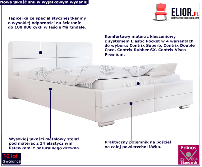 Tapicerowane łóżko z metalowym stelażem Oliban 3X 180x200