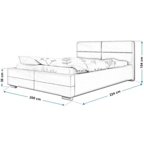 Wymiary tapicerowanego łóżka 180x200 Oliban