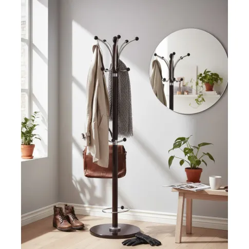 Fotografia Drewniany wieszak stojący wenge - Nepres z kategorii Meble na ubrania