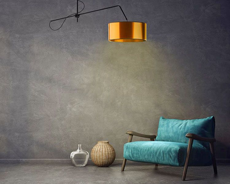 Lampa wisząca E754-Mesa w stylu glamour z okrągłym, złotym abażurem