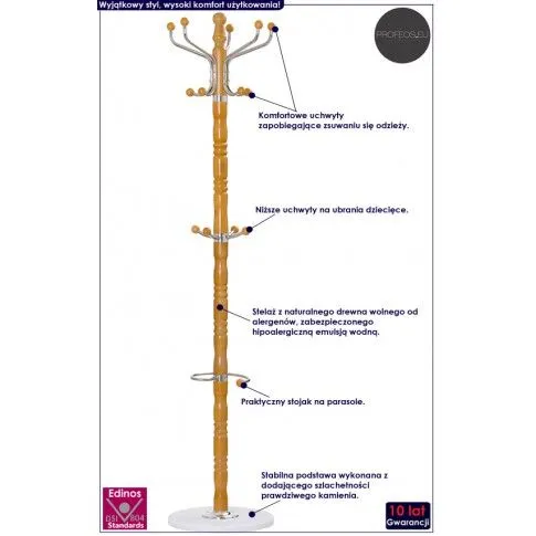 Fotografia Drewniany wieszak stojący Nepres 4X - olcha z kategorii Meble na ubrania