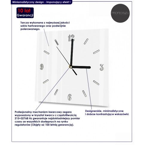 Fotografia Szklany zegar ścienny Liptos 8R - 5 kolorów z kategorii Dekoracje