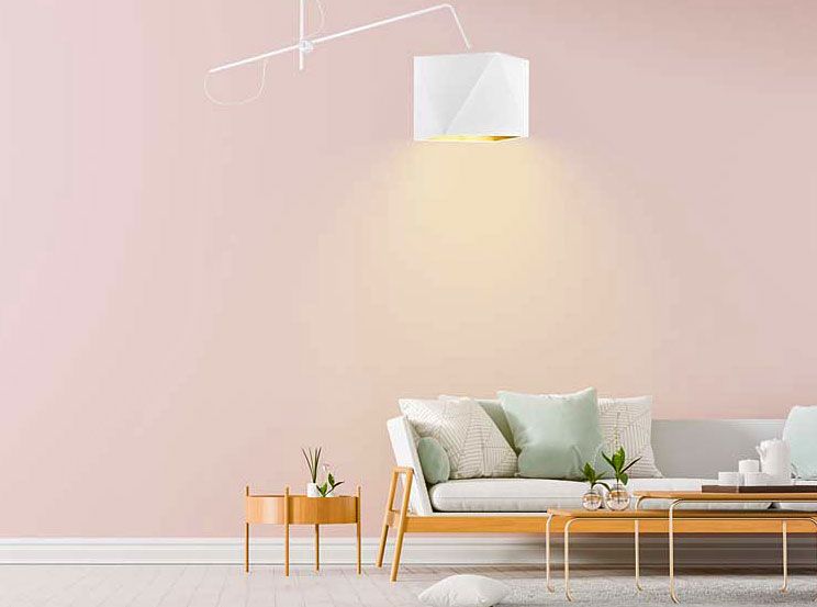Lampa wisząca z białym, ruchomym stelażem w stylu glamour M687-Mariel