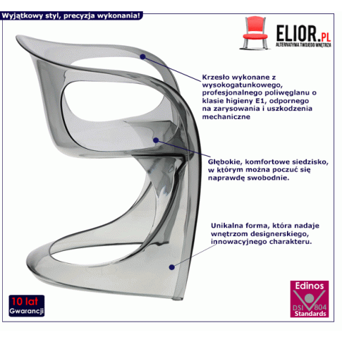 Transparentne krzesło Immel wygodne dymione