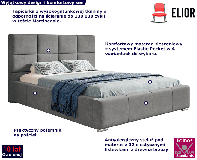 Tapicerowane łóżko z drewnianym stelażem 120x200 Campino 2X
