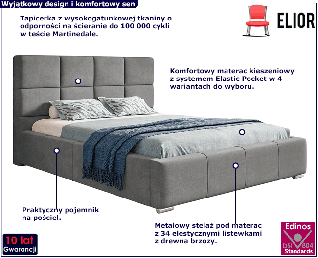 Tapicerowane łóżko z metalowym stelażem 120x200 Campino 3X