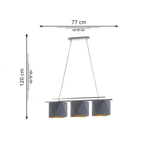 Wymiary lampy wiszącej EX299-Malibev