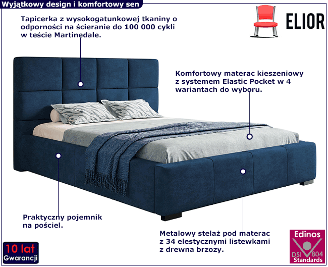 Tapicerowane łóżko z metalowym stelażem 160x200 Amira 3X